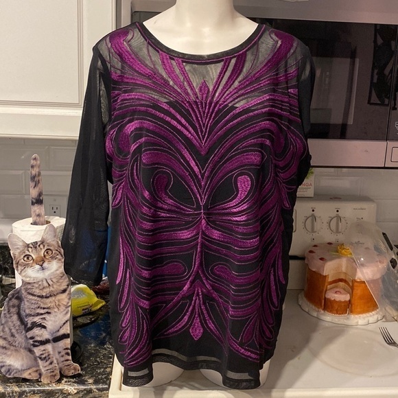 g womens Inc International lined stretch 3/4 sleeve plus size top 1X - Picture 1 of 4